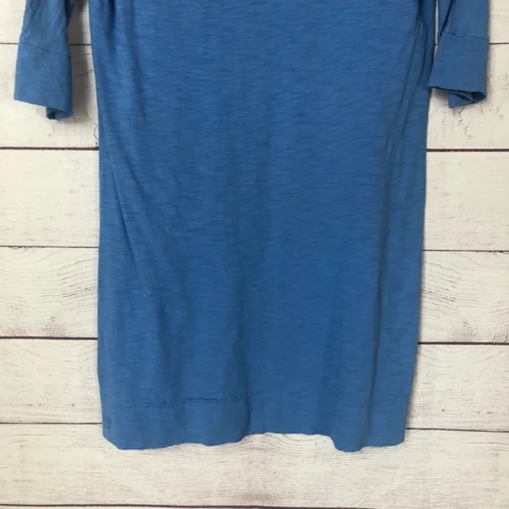 Lilly Pulitzer Solid Blue Pima Cotton Cassie 3/4 Sleeve T-Shirt Shift Dress XS